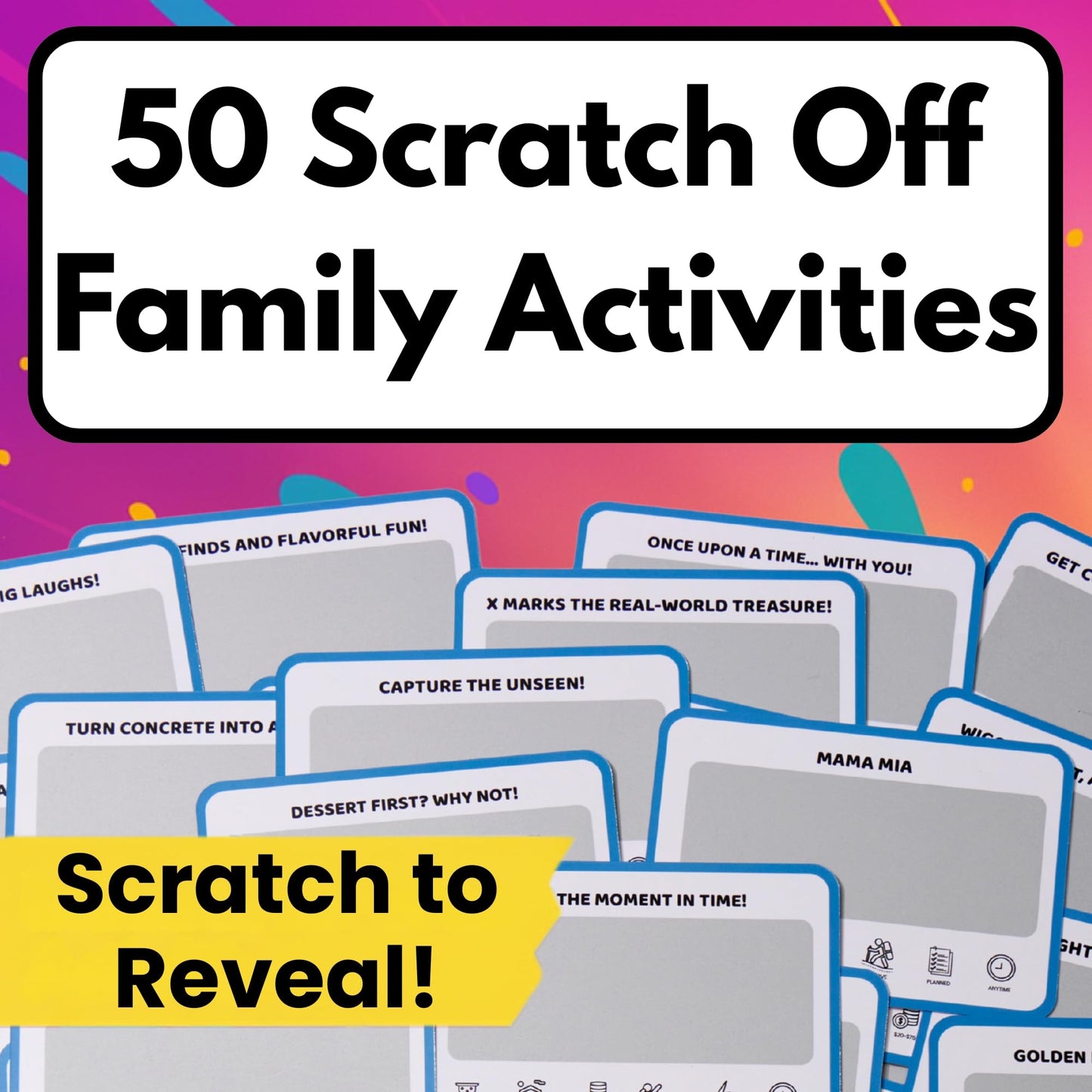 50 Family Activities - Adventure Scratch Off Cards for Family Nights - Fun Conversation Cards - Gift for Families - Game Night Gift Basket Idea