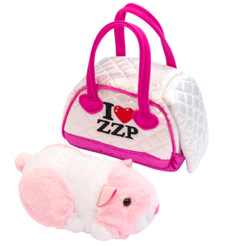ZhuZhu City Hamster & Quilted Carrier - Jilly The Pink & White Interactive Hamster with 40+ Sounds & Movements - Take Your ZhuZhu Adventures Anywhere!