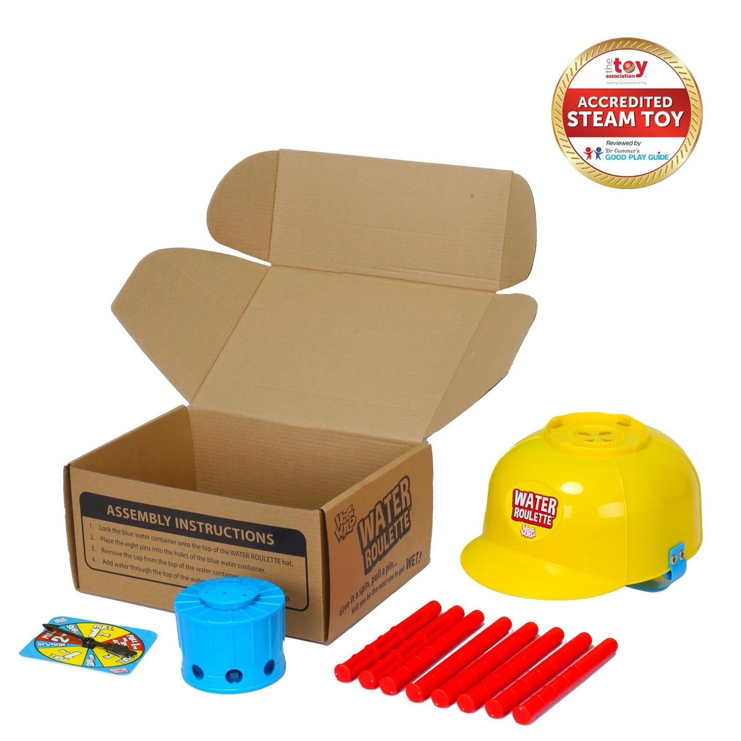 Zing Hog Wild Water Roulette Game: The Ultimate Suspense-Filled Water Challenge - Hilarious Fun Family Party Game with Adjustable Helmet, Rods,