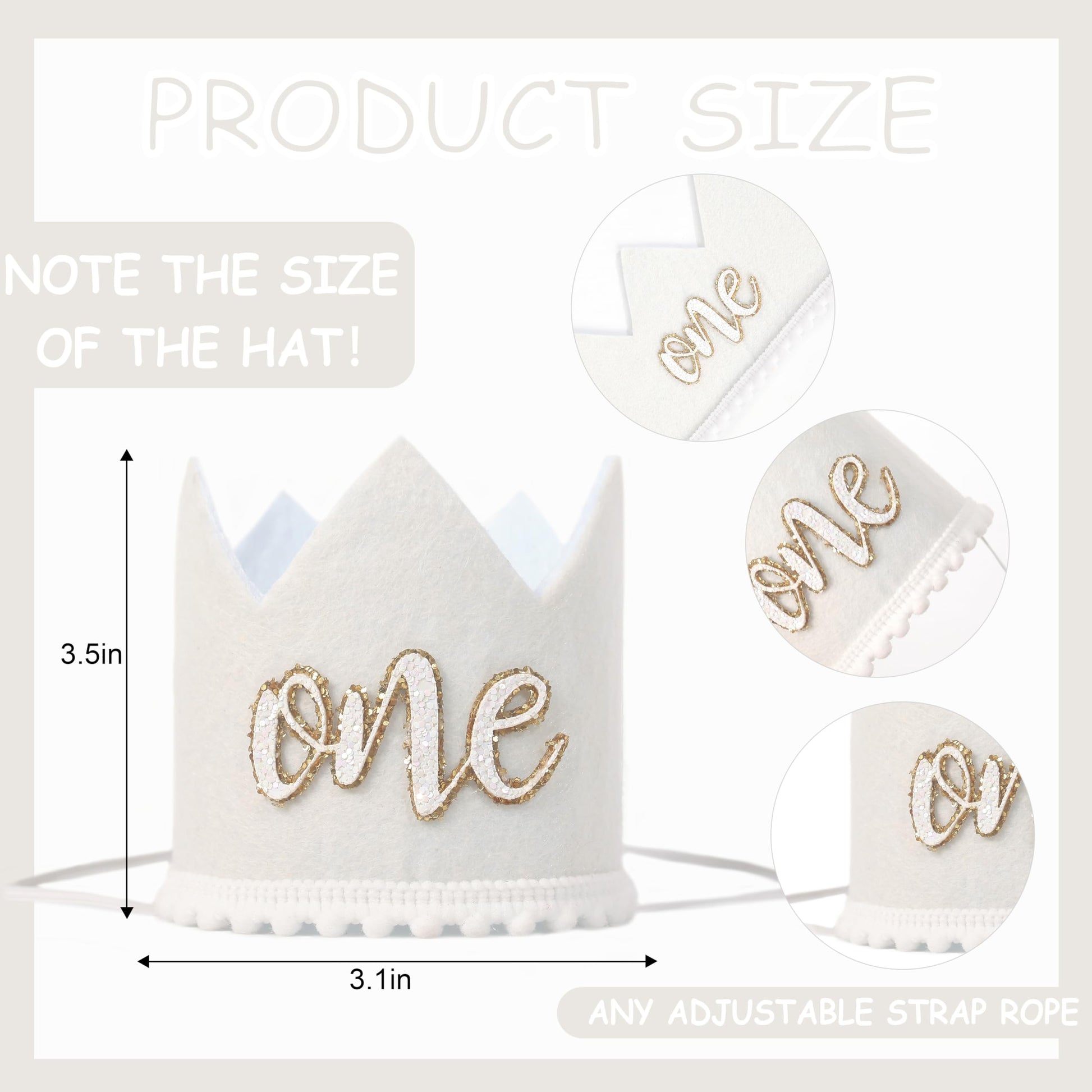 KOJIN 1 St Birthday Crown Hat For Baby - Boho First Birthday Celebration Hat,Natural Boho One Year Of Decorations