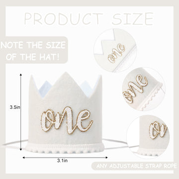 KOJIN 1 St Birthday Crown Hat For Baby - Boho First Birthday Celebration Hat,Natural Boho One Year Of Decorations