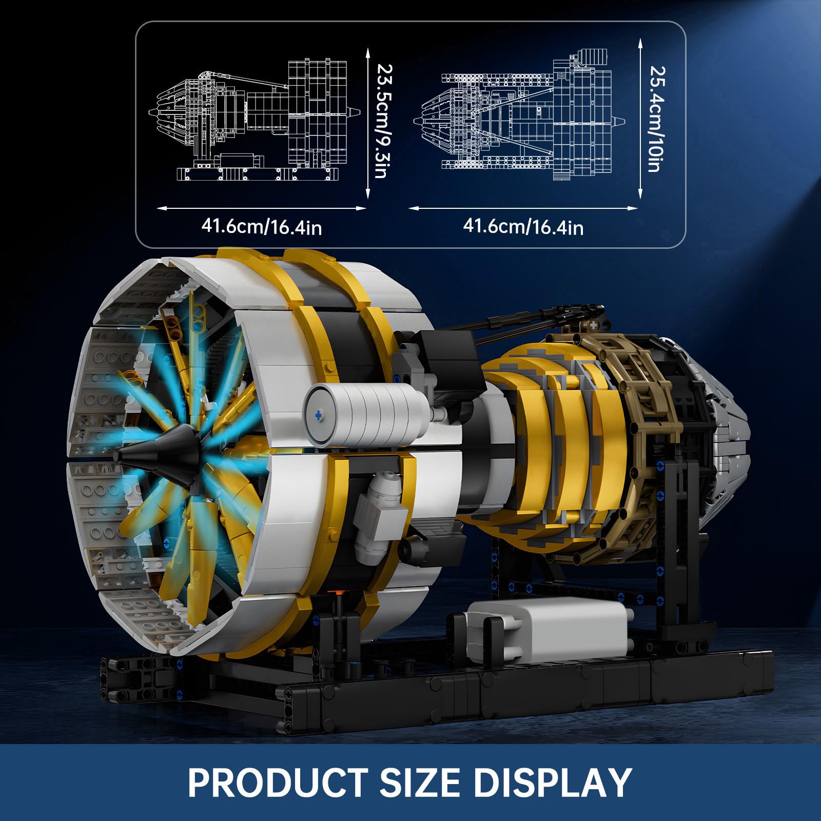 Mould King Aircraft Engine Building Set with Motor, 2256 Pcs Model Kit