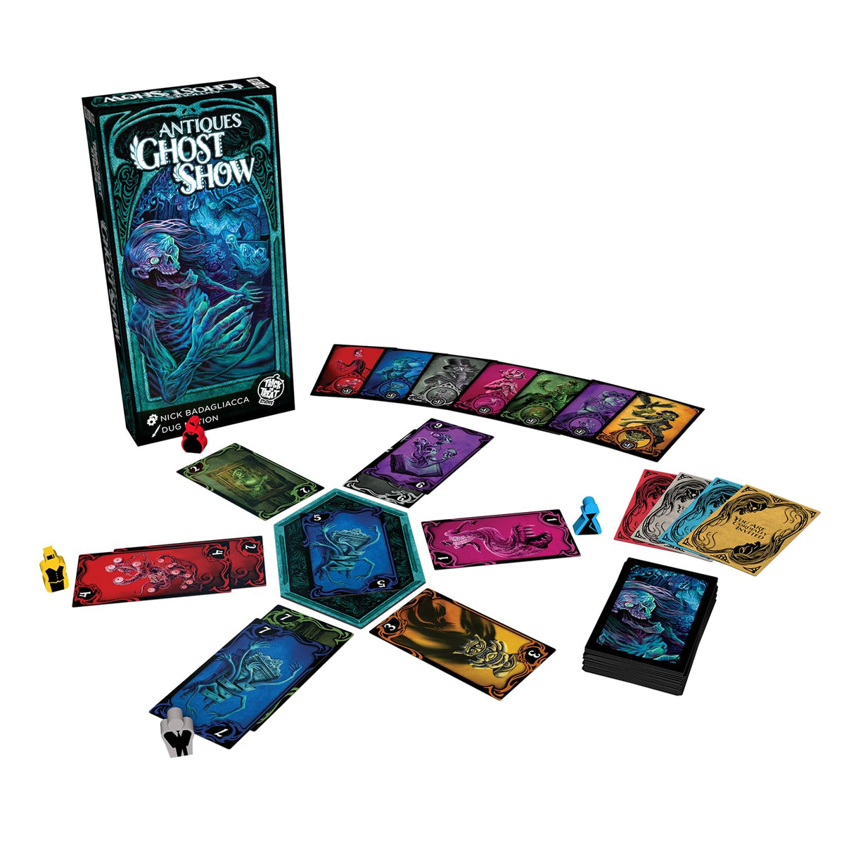 Trick or Treat Studios - Officially Licensed - Antiques Ghost Show Game | Spooky Set Collection Game | 2-4 Players | Ages 14+