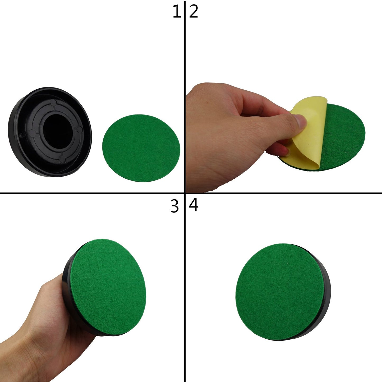 Kasteco 6 Pack Self Adhesive Air Hockey Mallet Felt Pads, Green, 94mm