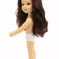 American Fashion World 14-Inch 'Kayla' Vinyl Posable Girl Doll with Wavy Brunette Hair and Brown Eyes| Undressed Doll | Premium Quality & Design