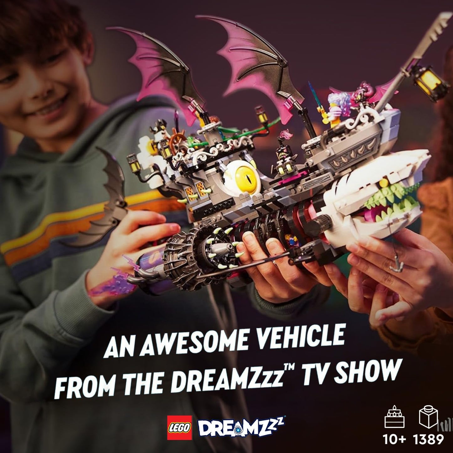 LEGO DREAMZzz Nightmare Shark Ship 71469, Construct The Building Toy Set as a Flying Pirate Ship or a Monster Truck, Includes 4 Minifigures, Shark