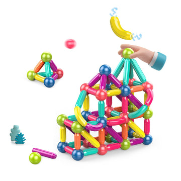 Ferthor Fun Magnetic Balls and Rods Set Building Blocks Magnets for Kids,Learning & Education Toys,Magnetic Sticks Blocks,Montessori Toys