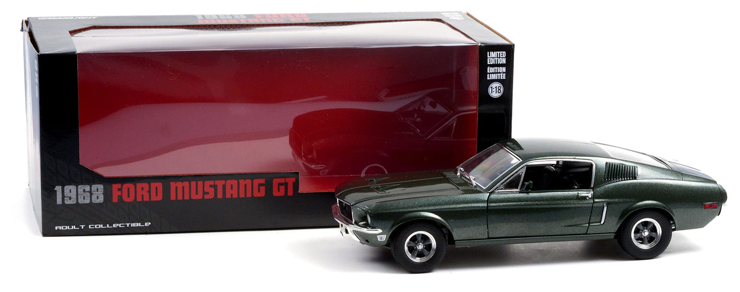 Greenlight 1968 Ford Mustang GT Fastback Highland Green Metallic 1/18 Diecast Model Car