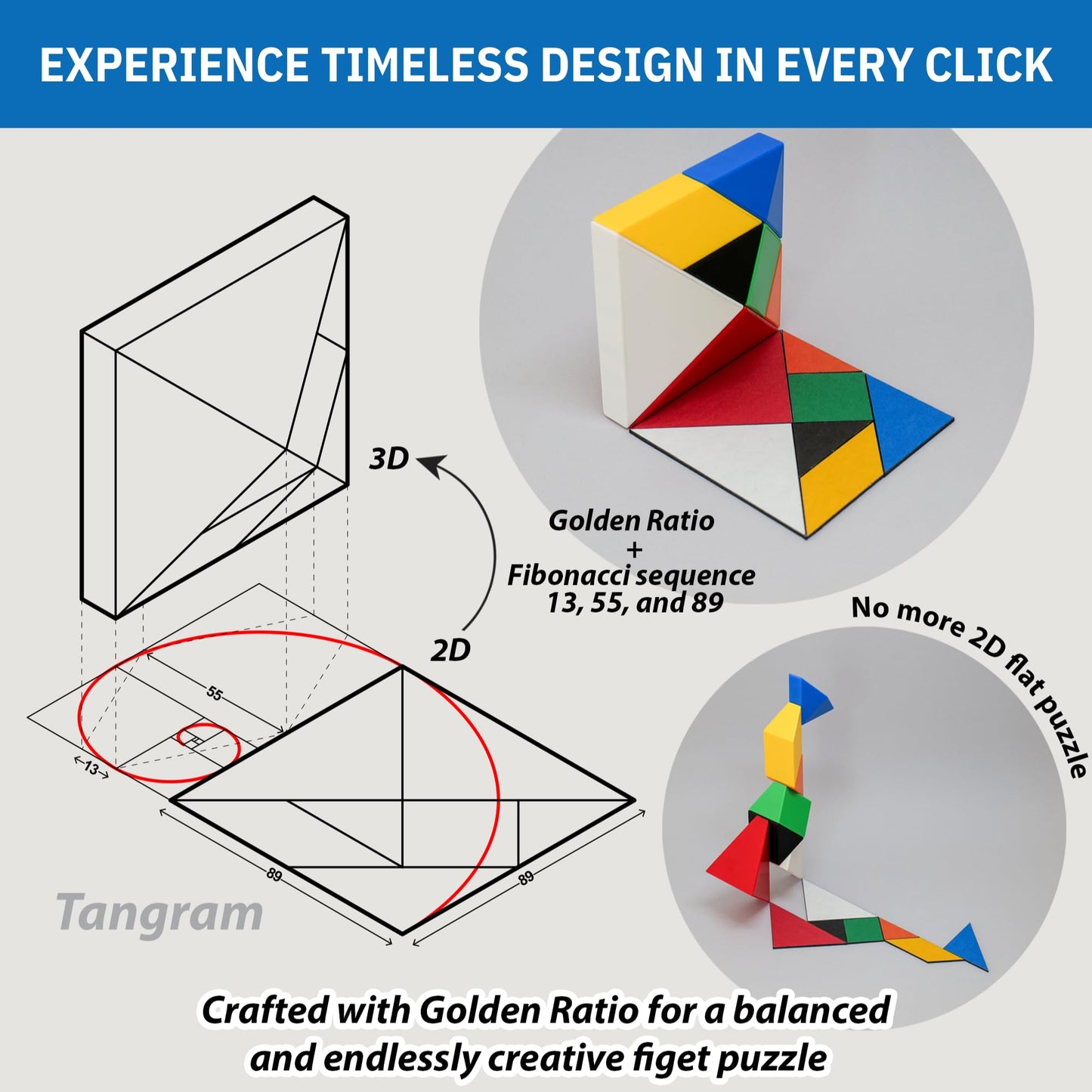 Pickagram Tangram 3D Magnetic Puzzle for Kids (8-12), Adults & Seniors | STEM Certified Fidget Puzzle - Magnetic Pattern Blocks for Cognitive