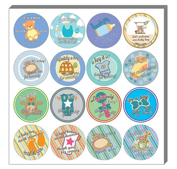Creanoso Baby Shower Stickers for Boys (10-Sheets x 16 Designs) - Individual Small Size 1.5 Inches in Diameter, Unique Designs DIY Decoration Art