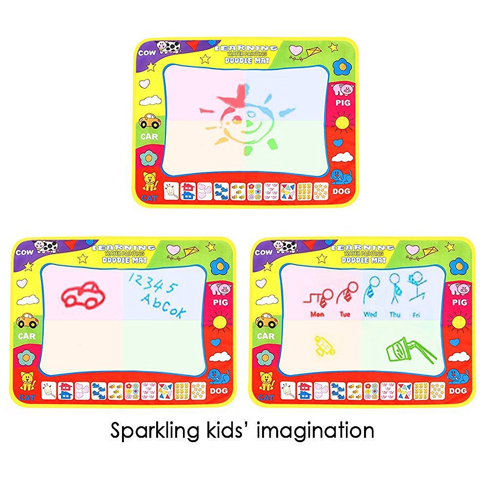 Magic Drawing Mat/Water Doodle Mats(31.4in x 23.6in) with 4 Color,Reusable Coloring Aqua Classic Mat Drawing Learning Painting Mats with Magic Pen