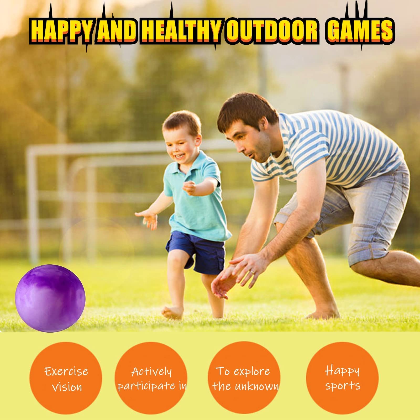ZHANGBY 4 Pcs Playground Balls with Pump, 9" Purple Marbleized Bouncy Balls