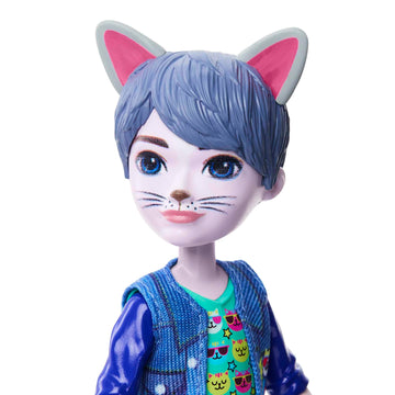 Enchantimals HNT59 Small Doll and Figurine Cole Gala Enchanted Cat (15 cm) and Friend Cat Claw, Collectable, Children's Toy, from 4 Years
