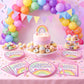 Uywgaun 96 Pcs Cat Birthday Party Decorations Paper Party Plates and Napkins for Cat Themed Party Supplies Dessert Tableware Set for Kids Birthday