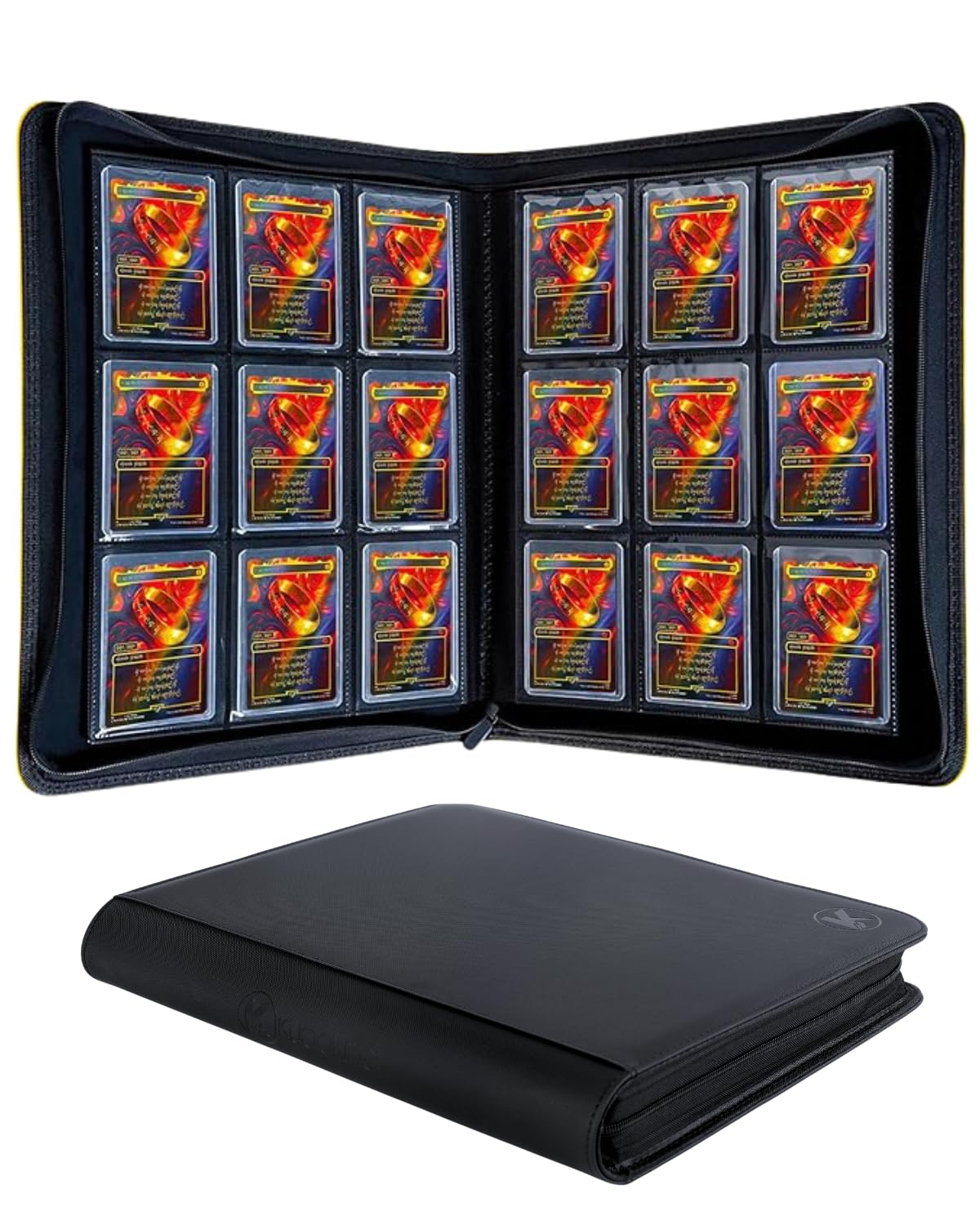 KUOOKING Top loader Binder - Holds 324+ Top Loaders for Cards, 9 Pocket Top Loader Binders with Sleeves for 3" x 4" Rigid Card Holders for Baseball
