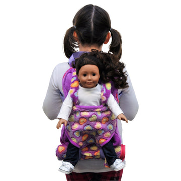 THE QUEEN'S TREASURES Purple Baby-Doll Backpack Carrier and Doll-Size Sleeping Bag, Compatible for use with 15 and 18 Inch American Girl