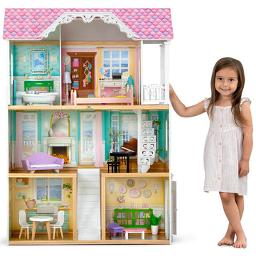 Delta Children MySize Dollhouse - Large 3-Story Dollhouse with 7 Rooms Includes 12 Accessories - Fits 12-inch Dolls - Pretend Play Dream Gift for Ages