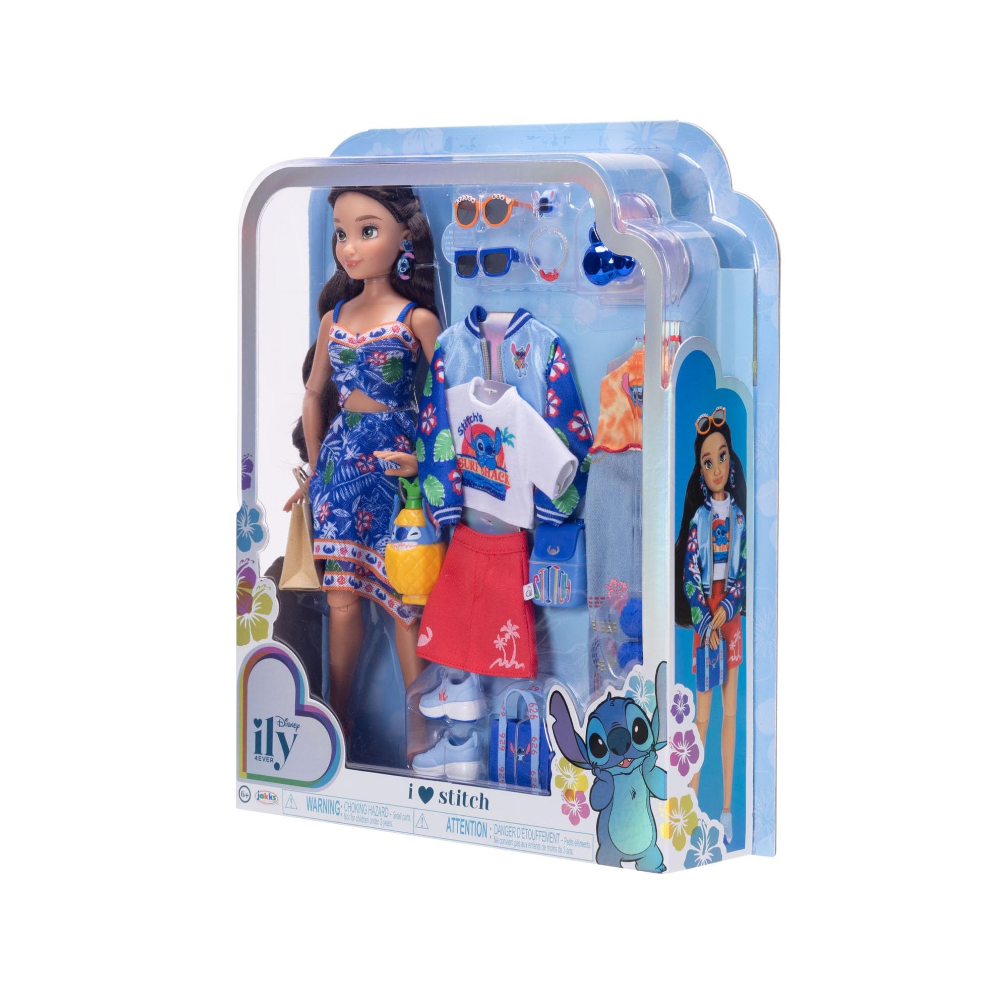 Disney ILY 4ever Fashion Dolls Inspired by Stitch 11.5" Tall with 13 Points of Articulation, Multi-Outfit Closet Set and a Glittery Mickey Ring for