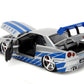 Jada Toys Fast & Furious Brian’s 2002 Nissan Skyline R34 Die-cast Car, 1:24 Scale, Silver & Blue