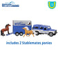 Breyer Horses Farms Land Rover and Tag-a-Long Trailer and Playset | Die Cast | 3.25” H x 10.5” L x 2.5” D | 2 Stablemates Horses Included | 1:32 Scale