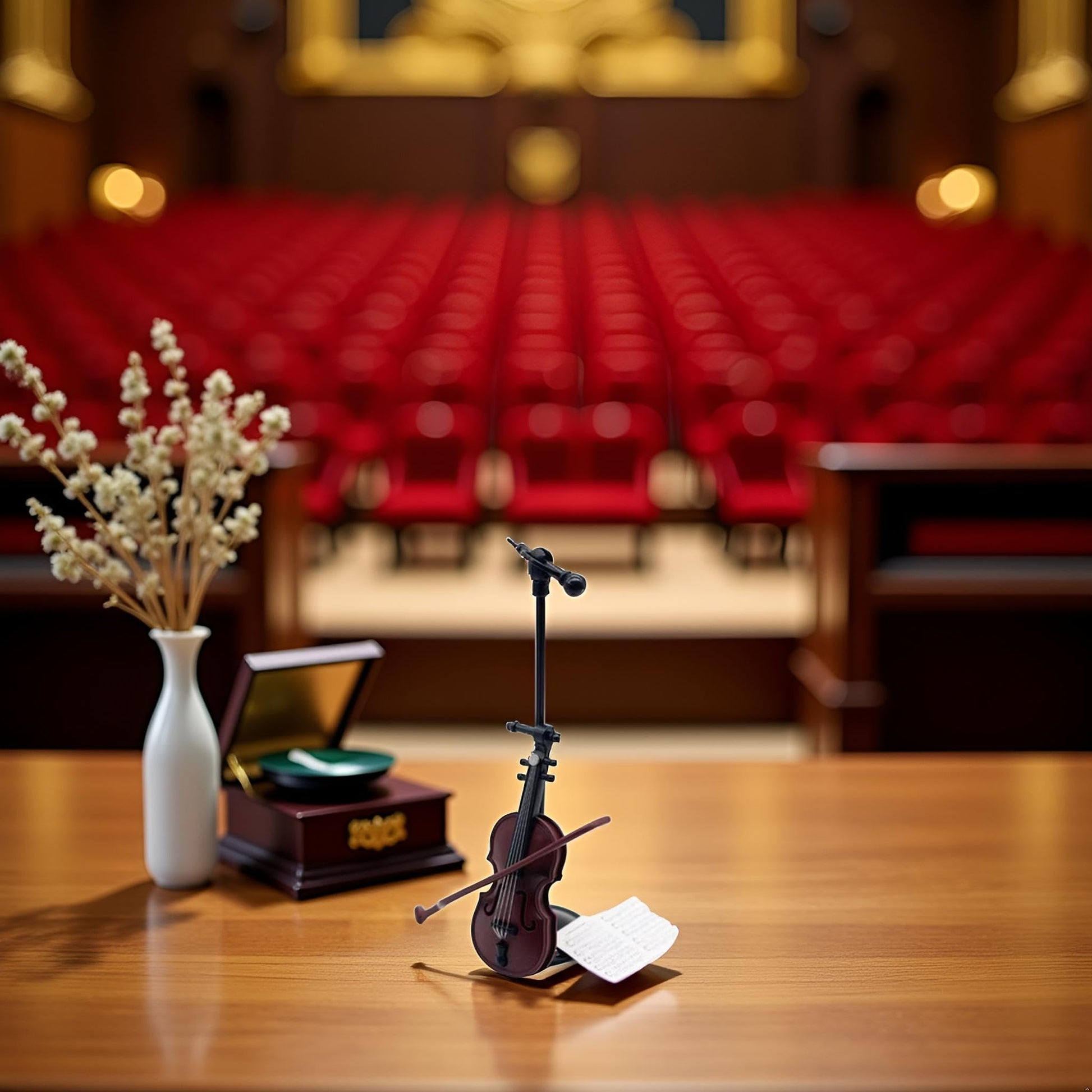 Brown Miniature Violin with Stand Ornament, Bow and Case - Perfect Mini Musical Instrument for Cell Phone Case Decoration House Decoration