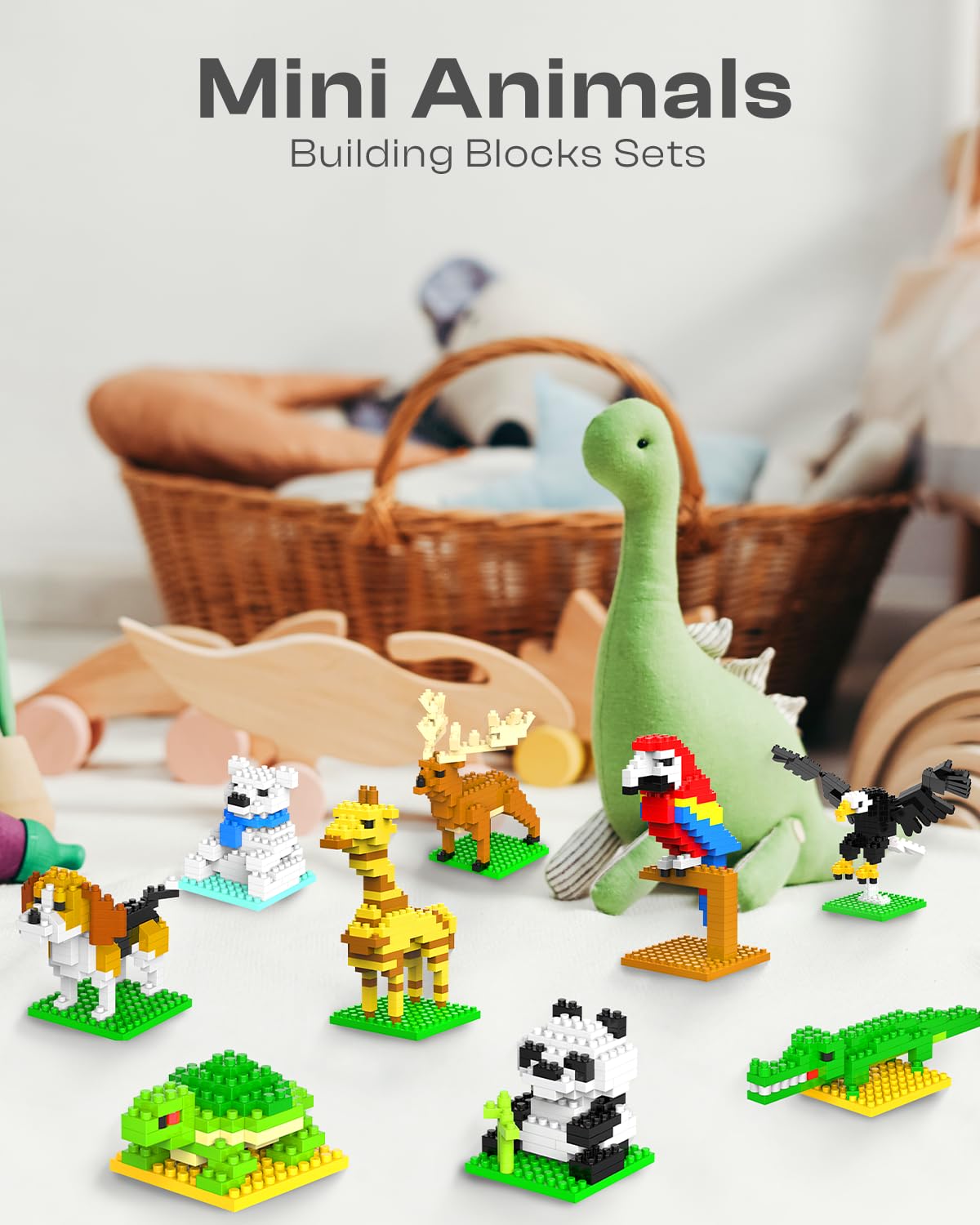 Kimiangel Party Favors for Kids, 12 Pack Mini Animals Building Blocks Sets for Goodie Bags, Prize Box Toys for Kids, Fillers, Prizes, Christmas