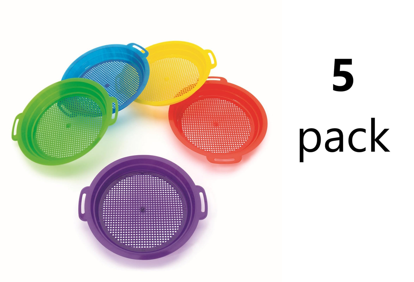 Fun Express 5-Piece Sand Sieve Sifter Set - Colorful Beach Toy Set Kids Outdoor Play & Sand Fun - Perfect Beach Days Receptions & Special Occasions