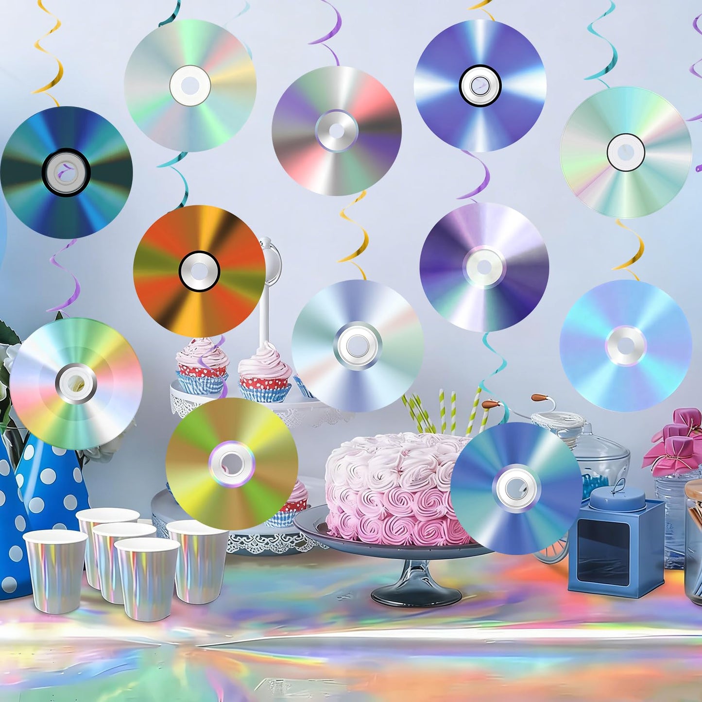 Y2k Party Decorations: 24PCS 90s 2000s CD Hanging Swirls Y2k Birthday Decorations CD Music Retro Theme Ceiling Streamers for 90s 2000s Decor