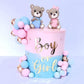 Bear Cake Toppers Gender Reveal Balls Cake Decorations for Boy Girl Gender Reveal Baby Shower Party Supplies