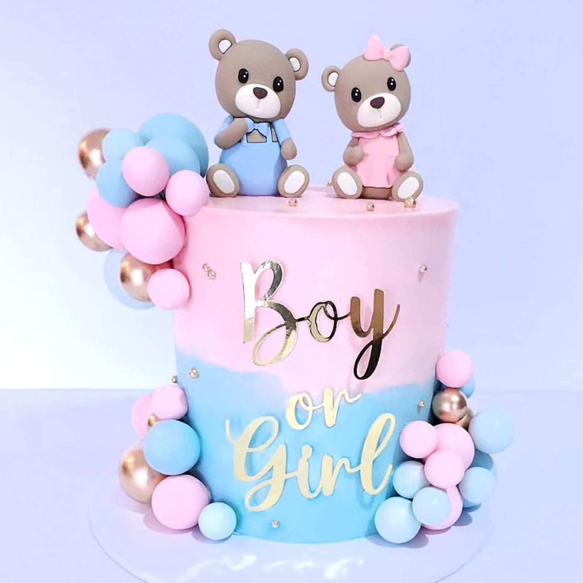 Bear Cake Toppers Gender Reveal Balls Cake Decorations for Boy Girl Gender Reveal Baby Shower Party Supplies