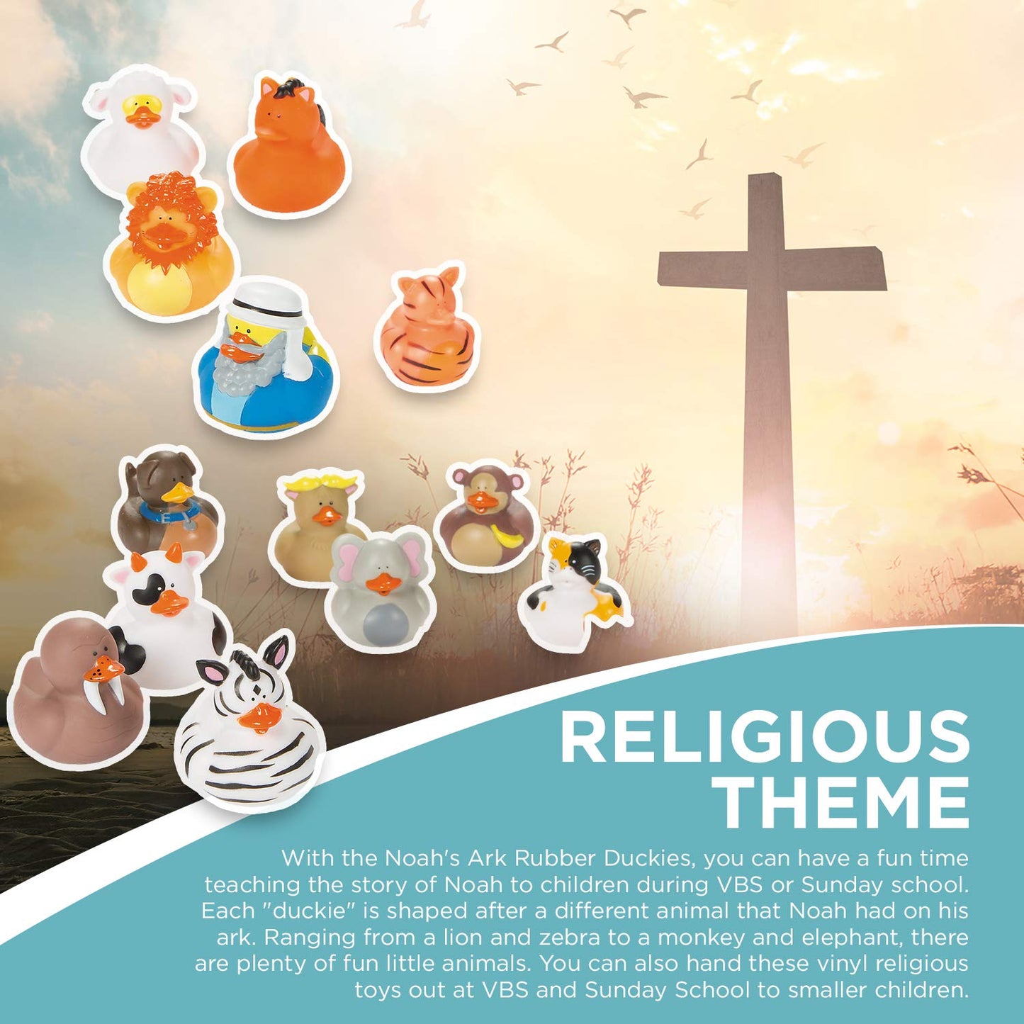 Fun Express Noah's Ark Rubber Duckies (Set of 21) Sunday School and VBS Supplies - VBS Vacation Bible School Supplies/Decor