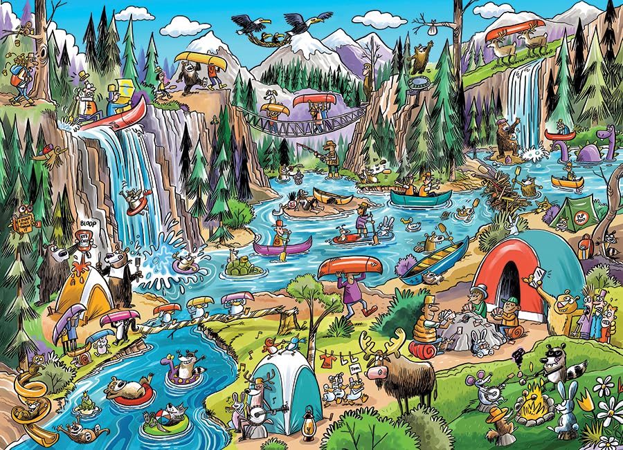 Cobble Hill 1000 Piece Puzzle -DoodleTown: Portage Pandemonium - Sample Poster Included