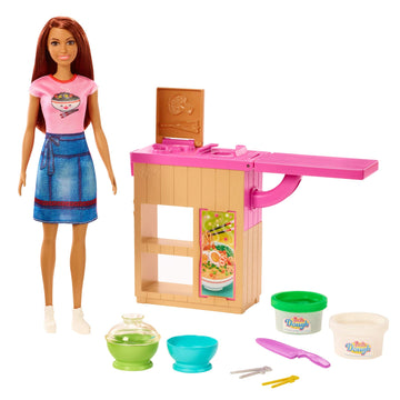 Barbie Noodle Bar Playset with Brunette Doll, Workstation and Accessories