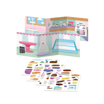 Peaceable Kingdom Reusable Sticker Totes: Sweet Shoppe - 2 Sticker Scenes & Over 80 Reusable Cling Stickers in a Carry Tote - Great for Trips, Errands