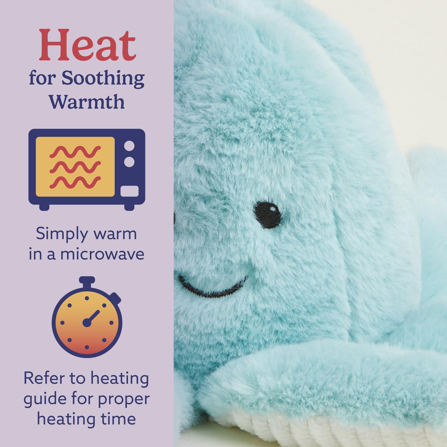 warmies Junior Microwavable & Weighted Stuffed Animals, Octopus - Heated Stuffed Animal Plushie for Warmth & Comfort - Cute Soft Plush Toys for Adults