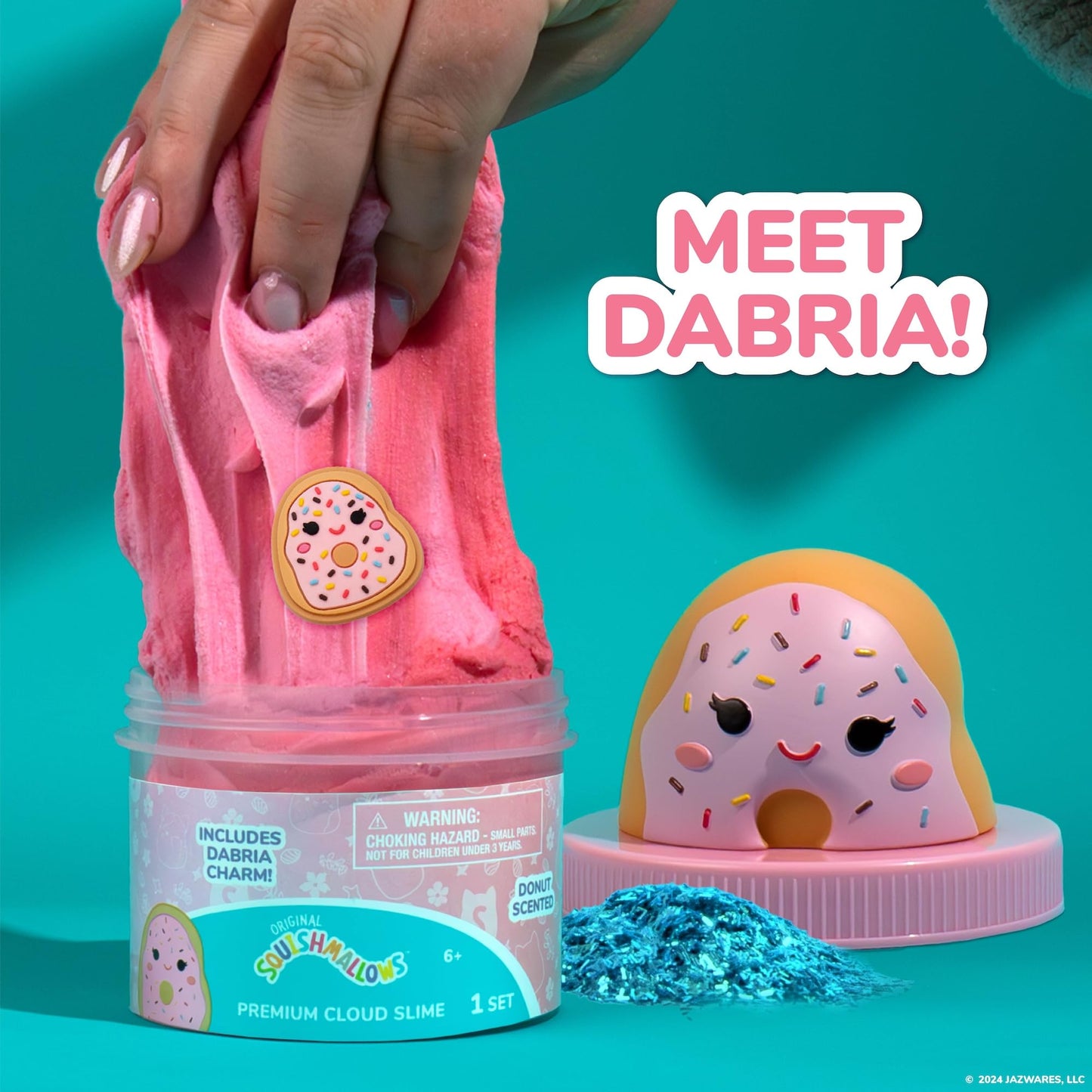 Original Squishmallows Scented Slime Jar, Donut, Dabria the Donut