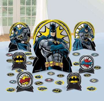 Batman Heroes Unite Table Centerpiece Kit - 12.8", 7" & 4.3" (27 Pcs) - Multicolor Paper Decorations for Kids Birthdays and Parties