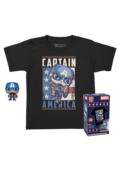 Funko Pop! Pocket Pop and Tee: Marvel - Captain America, Kids Extra Small