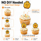 Funny Emoji Cup Cake Toppers for Boys Birthday Building Block Style Birthday Cake Decorations 16PCS