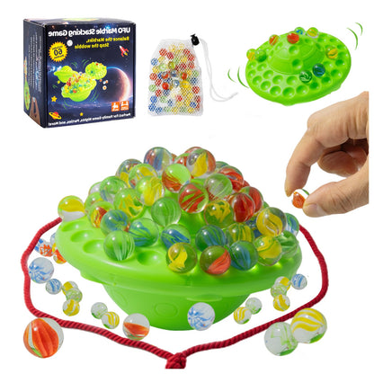 Wobble Marble Stacking Game for Kids, Marble Balance Board Game with 60 Glass Marbles & Storage Base,Fun Group Play for 1-4 Players,Birthday for Kids
