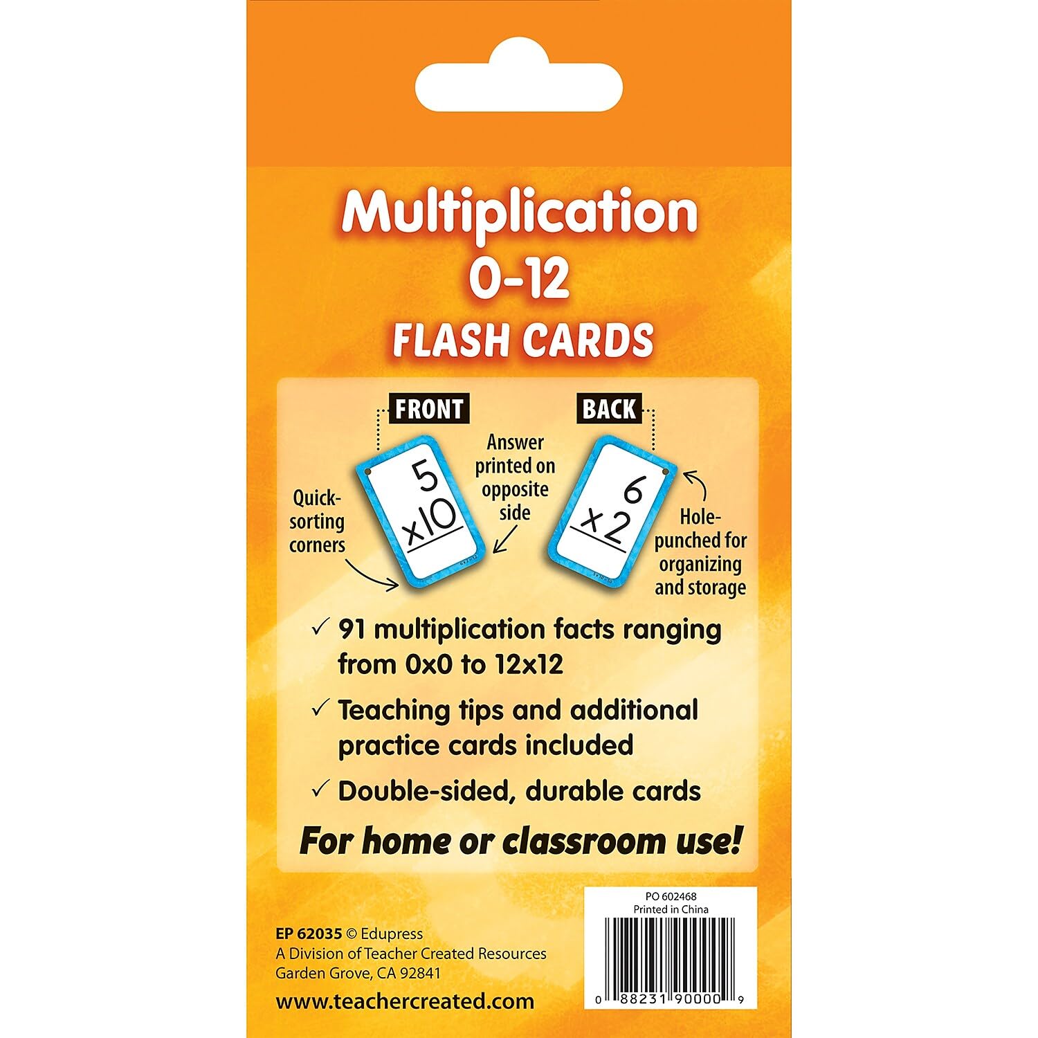 Teacher Created Resources Multiplication 0-12 Flash Cards (EP62035)