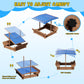 Kids Wooden Sandbox with Adjustable Canopy, Outdoor Sandbox with Cover and Adjustable Roof, Wooden Cabana Sand Box with Canopy, Canopy Sand Box