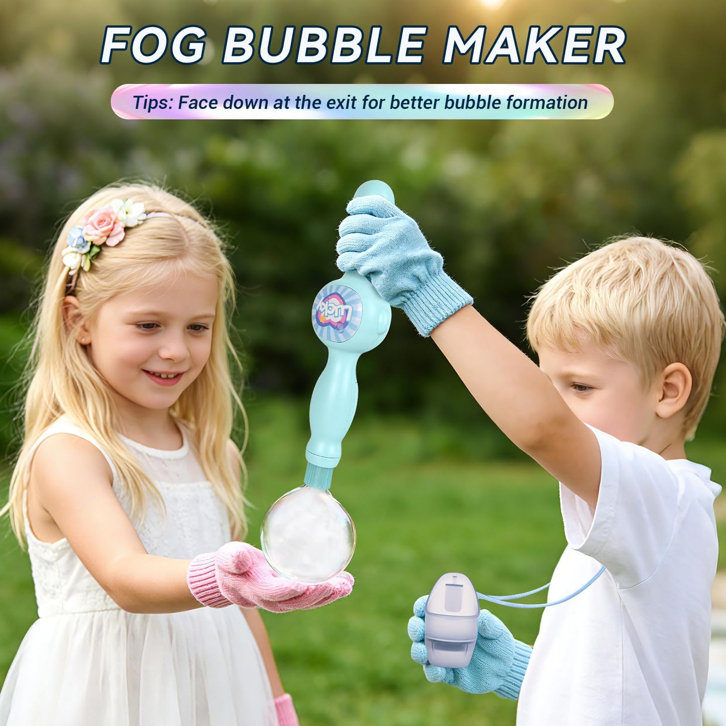 Fog Bubble Wand, Elastic Fog Bubble Machine for Kids, Blue