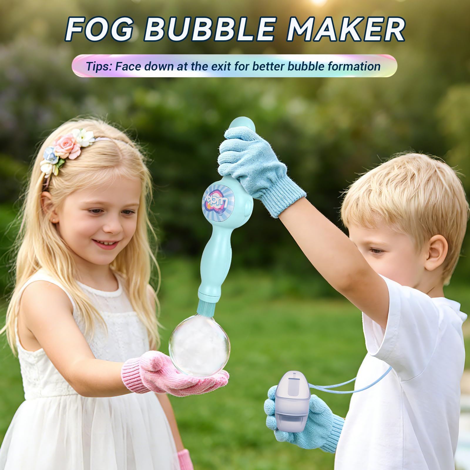 Fog Bubble Wand, Elastic Fog Bubble Machine for Kids, Blue
