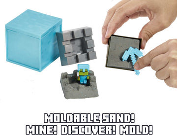 Mattel Minecraft Mini Mining Set, Elementals # 2, with Moldable Sand for Added Creativity, Environment Accessory and Mini Figure, Creative, Hands-on