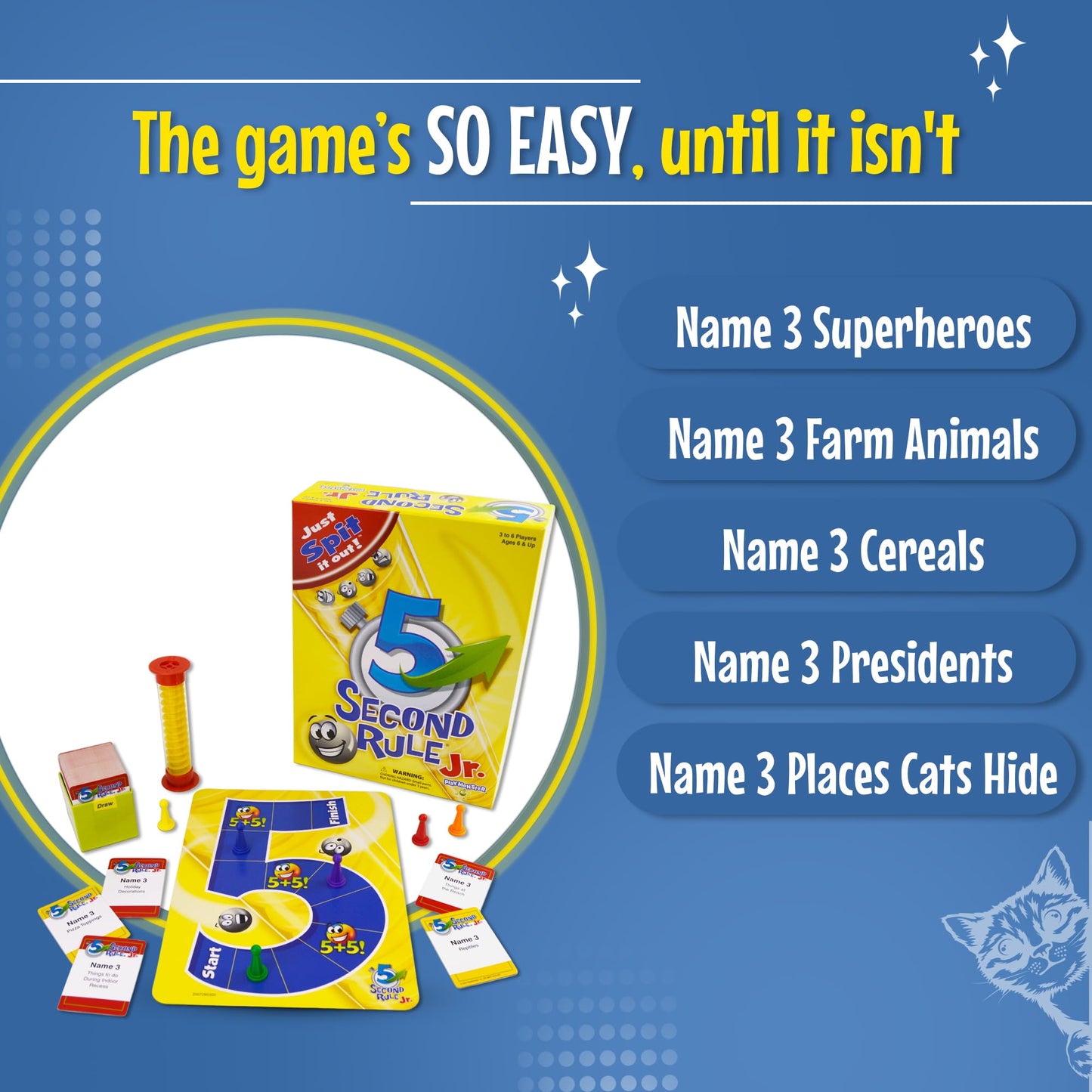 5 Second Rule Game Jr. - Simple Questions Card Game for Family Fun, Party, Kids, Travel, Game Night & Sleepovers - Think Fast and Shout Out Answers