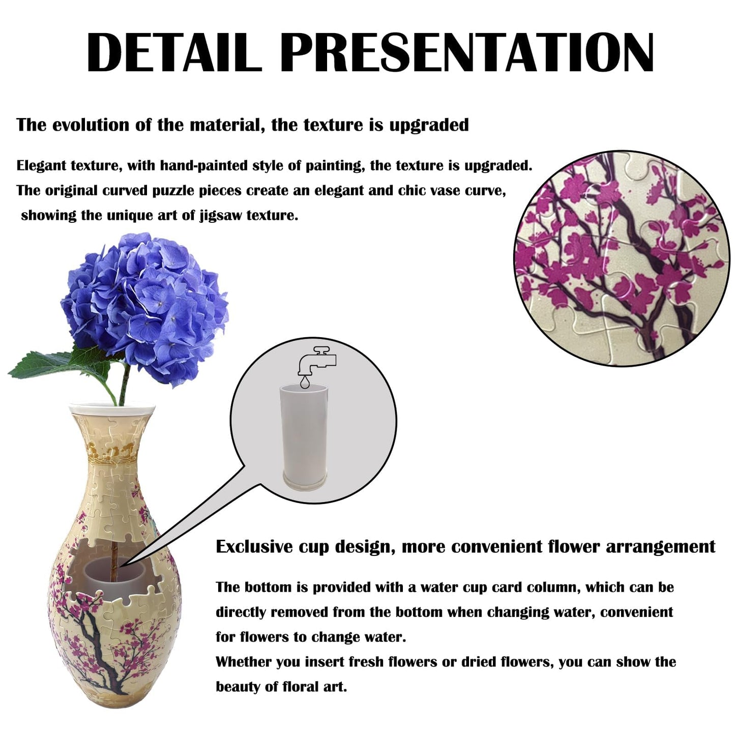 3D Puzzle Vase Flower Vase for Adults Made by 160 Curved Plastic Puzzle