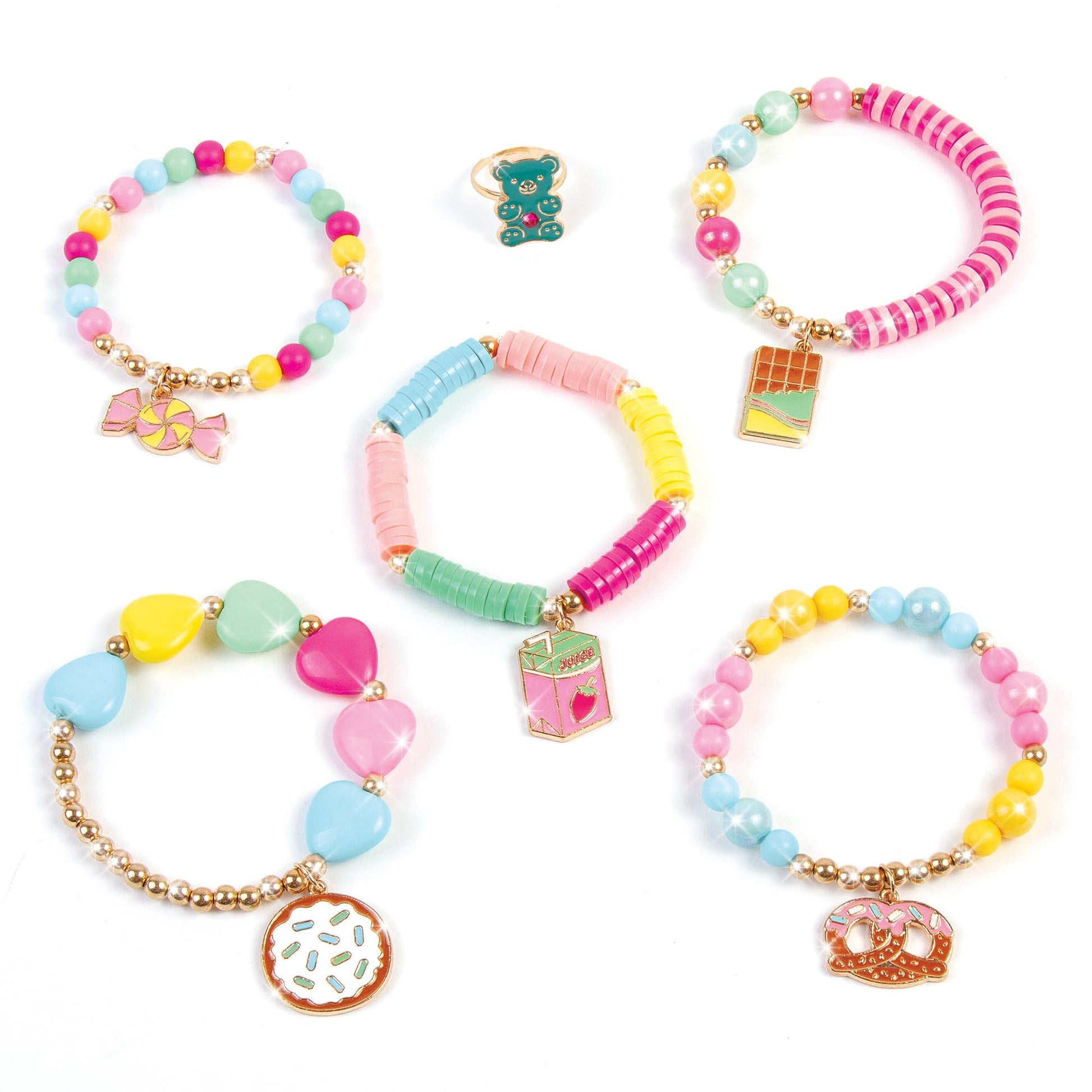 Make It Real: Snackers Bracelet Kit Vending Machine - Make 5 Snack-Themed Charm Bracelets, Pull Tab to Dispense The Jewelry Kit, Girls & Kids Ages 8+