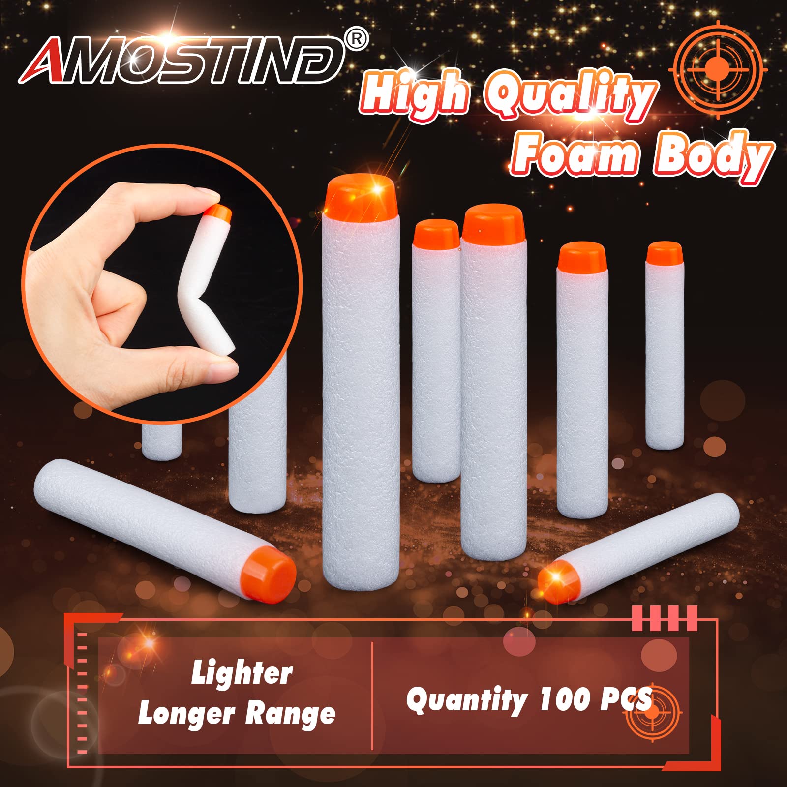 AMOSTING 100PCS Glow in Dark Refill Darts Compatible with Nerf Blasters