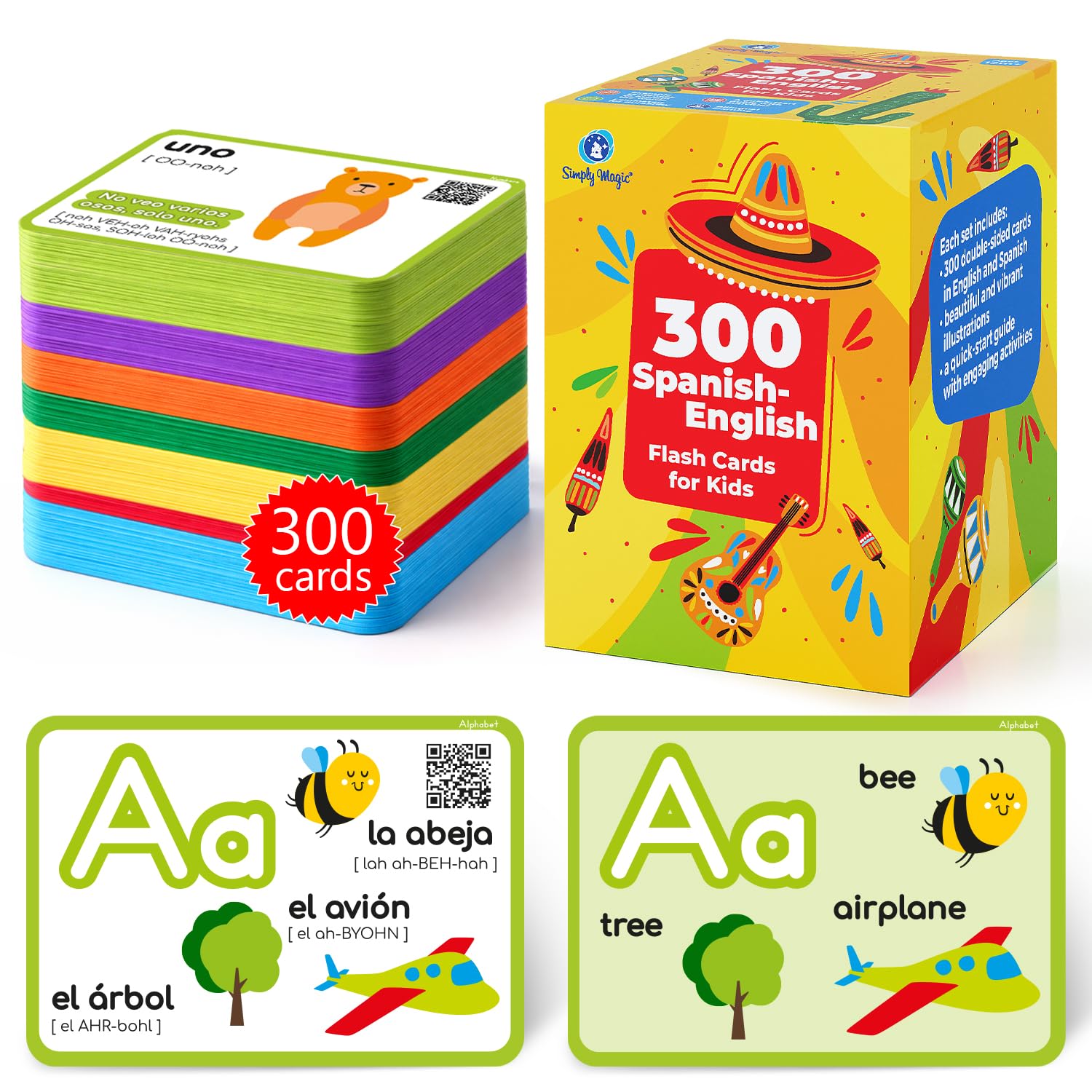 300 English and Spanish Flash Cards for Kids with Audio - Simply Magic